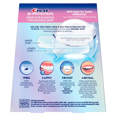Crest 3DWhitestrips Sensitive + LED Light At-Home Teeth Whitening Kit 14 Treatments - Imperfect Box - Image 11