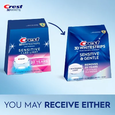 Crest 3DWhitestrips Sensitive + LED Light At-Home Teeth Whitening Kit 14 Treatments - Imperfect Box - Image 2