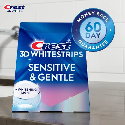 Crest 3DWhitestrips Sensitive + LED Light At-Home Teeth Whitening Kit 14 Treatments - Imperfect Box - Image 4