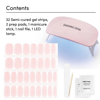 Dashing Diva Glaze Semi-Cured Gel Nail Polish Strips Starter Kit Powder Pink 32ct - New - Image 3