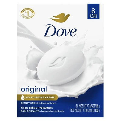 Dove Beauty White Moisturizing Beauty Bar Soap 8pk 3.75oz each - Imperfect Box - Image 2