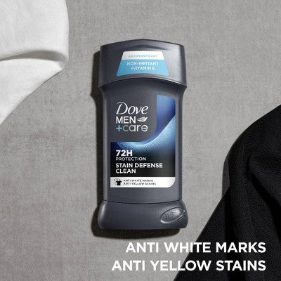 Dove Men+Care 72hr Antiperspirant & Deodorant Stick Stain Defense Clean 2.7oz/2ct - New - Image 4