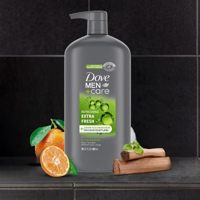 Dove Men+Care Extra Fresh Refreshing Body &Face Wash Pump 30 fl oz - Imperfect container - Image 4