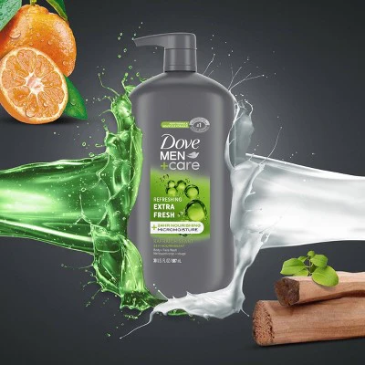 Dove Men+Care Extra Fresh Refreshing Body &Face Wash Pump 30 fl oz - Imperfect container - Image 7