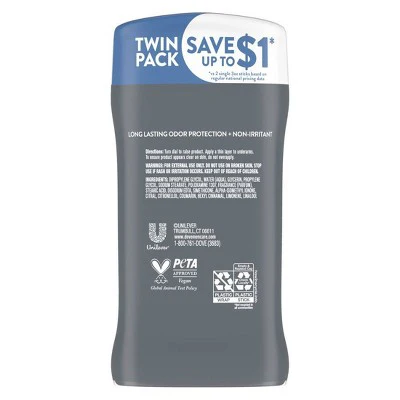 Dove Men+Care Solid Deodorant Stick Clean Comfort 3oz/2ct - New - Image 2