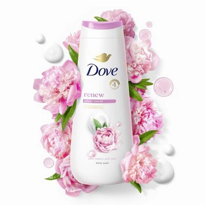 Dove Renew Body Wash Peony & Rose Oil 24hr Lotion-Soft Skin Vegan 20 fl oz - New - Image 3