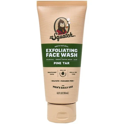 DR. SQUATCH Men's Natural Face Wash Pine Tar 4oz - New