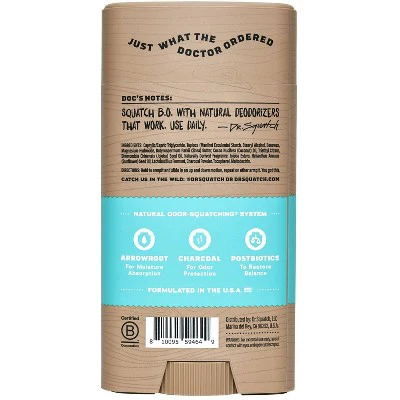 DR. SQUATCH Men's Natural Solid Deodorant Coconut Castaway Aluminum-Free 2.65oz - New - Image 2