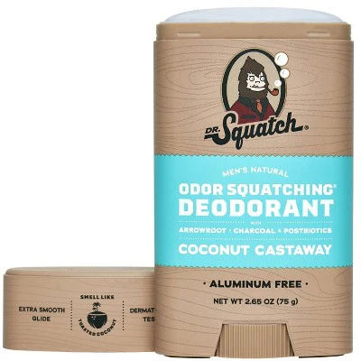 DR. SQUATCH Men's Natural Solid Deodorant Coconut Castaway Aluminum-Free 2.65oz - New - Image 3
