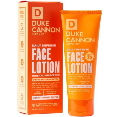 Duke Cannon Daily Defense Face Lotion SPF 32 Lightweight Daily SPF Moisturizer 3 fl oz - Missing Box