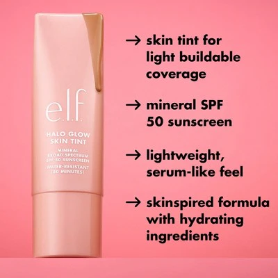e.l.f. Halo Glow Skin Tint Light Coverage Foundation Mineral SPF 50 4 Light Neutral 1 fl oz - Imperfect Box - Image 6