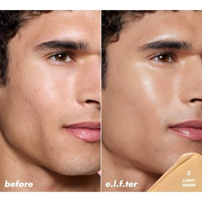 e.l.f. Halo Glow Skin Tint Light Coverage Foundation Mineral SPF 50 5 Light Warm 1 fl oz - Imperfect Box - Image 3