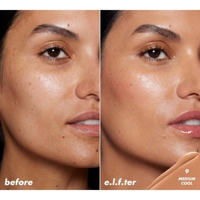 e.l.f. Halo Glow Skin Tint Light Coverage Foundation Mineral SPF 50 9 Medium Cool 1 fl oz - Imperfect Box - Image 3