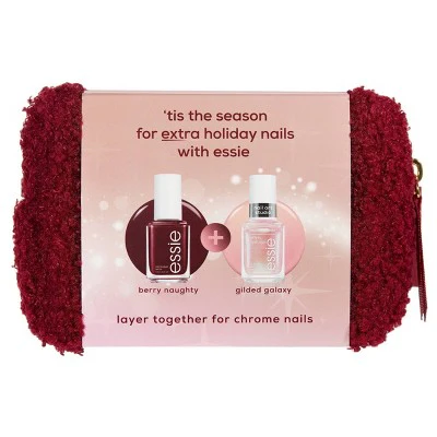 essie Nail Art Studio Berry Nail Polish Set Holiday Duo Makeup Bag 2pc - New - Image 4