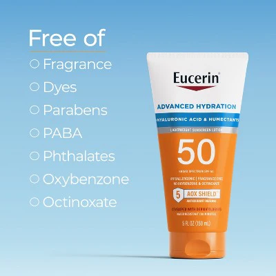 Eucerin Advanced Hydration Sunscreen Lotion SPF 50 5 fl oz - Imperfect Container - Image 6