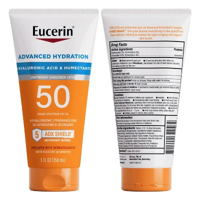Eucerin Advanced Hydration Sunscreen Lotion SPF 50 5 fl oz - Imperfect Container - Image 9