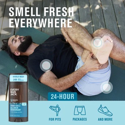 Every Man Jack All Over Solid Deodorant Coconut + Vanilla 2.6oz - New - Image 5