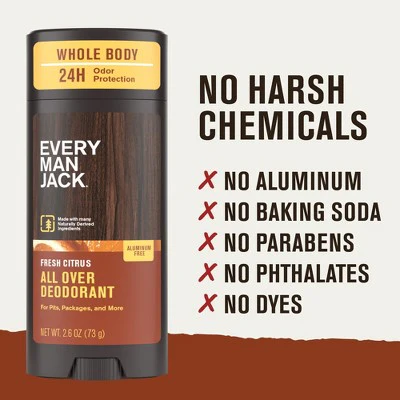 Every Man Jack All Over Solid Deodorant Fresh Citrus 2.6oz - New - Image 7