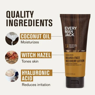 Every Man Jack Men's Recovery Beard + Face Moisturizer Lotion Sandalwood 3.2 fl oz - Imperfect Container - Image 7