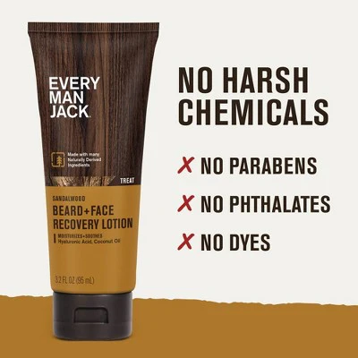 Every Man Jack Men's Recovery Beard + Face Moisturizer Lotion Sandalwood 3.2 fl oz - Imperfect Container - Image 8