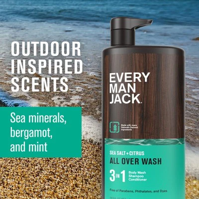 Every Man Jack Sea Salt Citrus Men's 3 in 1 All Over Wash 28.8 fl oz - Imperfect Container - Image 3
