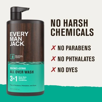 Every Man Jack Sea Salt Citrus Men's 3 in 1 All Over Wash 28.8 fl oz - Imperfect Container - Image 6