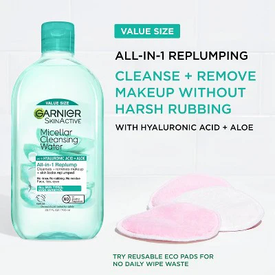 Garnier SkinActive Replumping Hyaluronic Acid/Aloe Micellar Cleansing Water 23.7 fl oz - Imperfect Container - Image 4