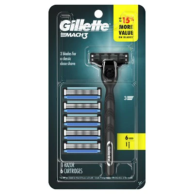 Gillette Mach3 Value Pack Razor Handle + 6 Blade Refills - Imperfect Box - Image 2