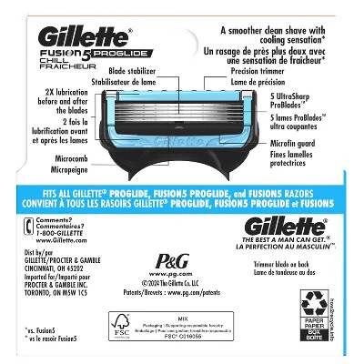 Gillette ProGlide Chill Razor Refills for Men 4 Blade Refills - Imperfect Box - Image 10