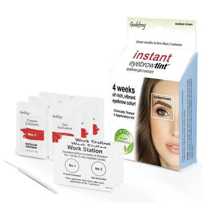 Godefroy Instant Eyebrow Tint Application Kit Medium Brown 3ct - New - Image 2