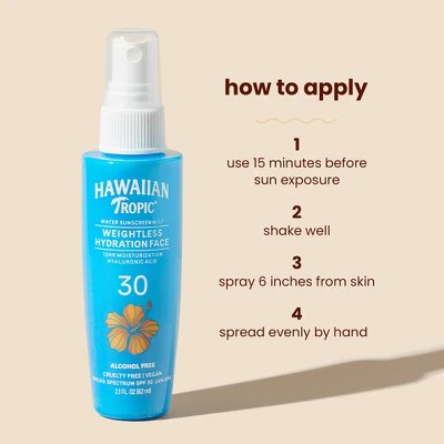 Hawaiian Tropic Weightless Hydration Water Face Mist SPF 30 2.1oz - Imperfect Box - Image 5