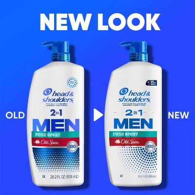 Head & Shoulders Men's 2-in-1 Shampoo and Conditioner, Anti-Dandruff Treatment, Old Spice Pure Sport for Daily Use, Paraben-Free 28.2 fl oz - Imperfect Container - Image 3