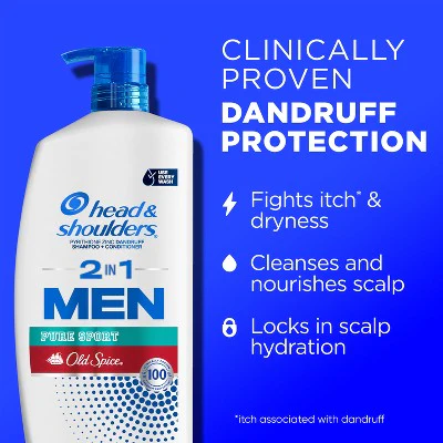 Head & Shoulders Men's 2-in-1 Shampoo and Conditioner, Anti-Dandruff Treatment, Old Spice Pure Sport for Daily Use, Paraben-Free 28.2 fl oz - Imperfect Container - Image 5
