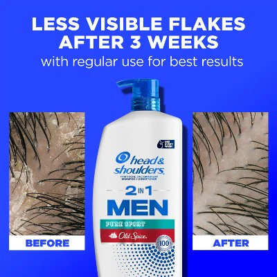 Head & Shoulders Men's 2-in-1 Shampoo and Conditioner, Anti-Dandruff Treatment, Old Spice Pure Sport for Daily Use, Paraben-Free 28.2 fl oz - Imperfect Container - Image 9