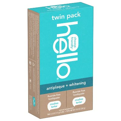 hello Antiplaque and Whitening Fluoride Free Toothpaste Natural Peppermint 5oz/2pk - Imperfect Box - Image 11