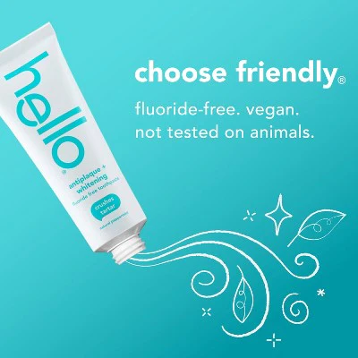 hello Antiplaque and Whitening Fluoride Free Toothpaste Natural Peppermint 5oz/2pk - Imperfect Box - Image 5