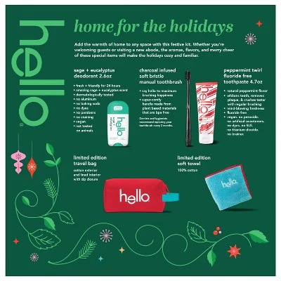 hello Holiday Home for the Holidays Toothpaste and Deodorant Travel Toiletry Bag Kit 5pc - New - Image 10