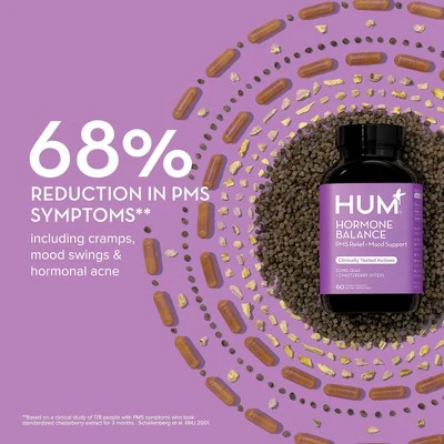 HUM Nutrition Hormone Balance for PMS Relief & Mood Support Vegan Capsules 60ct - New - Image 3
