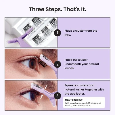 Impress Pre-Glued Lash Clusters Kit Classic Volume False Eyelashes 37ct - Imperfect Box - Image 5