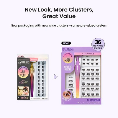 Impress Pre-Glued Lash Clusters Kit Classic Volume False Eyelashes 37ct - Imperfect Box - Image 8