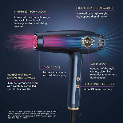 InfinitiPRO by Conair DigitalAIRE Folding Handle Hair Dryer Blue 1875 Watts - Imperfect Box - Image 4