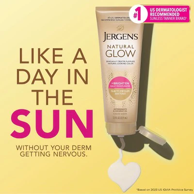 Jergens Glow Daily Moisturizer + Sunless Self Tanner Tanning Lotion Fair To Medium 7.5 fl oz - Imperfect Container - Image 4
