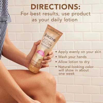 Jergens Glow Daily Moisturizer + Sunless Self Tanner Tanning Lotion Fair To Medium 7.5 fl oz - Imperfect Container - Image 9