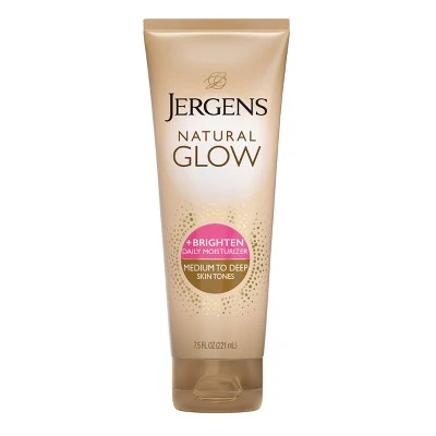 Jergens Glow Daily Moisturizer + Sunless Self Tanner Tanning Lotion Medium To Tan 7.5 fl oz - Imperfect Container