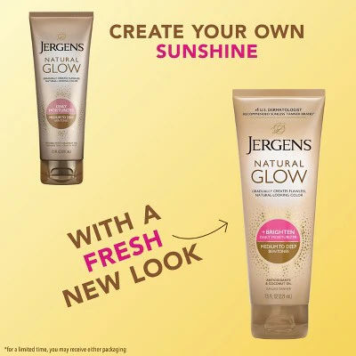 Jergens Glow Daily Moisturizer + Sunless Self Tanner Tanning Lotion Medium To Tan 7.5 fl oz - Imperfect Container - Image 3