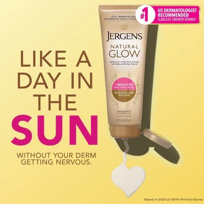 Jergens Glow Daily Moisturizer + Sunless Self Tanner Tanning Lotion Medium To Tan 7.5 fl oz - Imperfect Container - Image 4