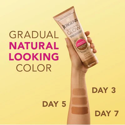 Jergens Glow Daily Moisturizer + Sunless Self Tanner Tanning Lotion Medium To Tan 7.5 fl oz - Imperfect Container - Image 5