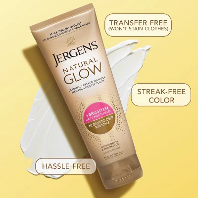 Jergens Glow Daily Moisturizer + Sunless Self Tanner Tanning Lotion Medium To Tan 7.5 fl oz - Imperfect Container - Image 8