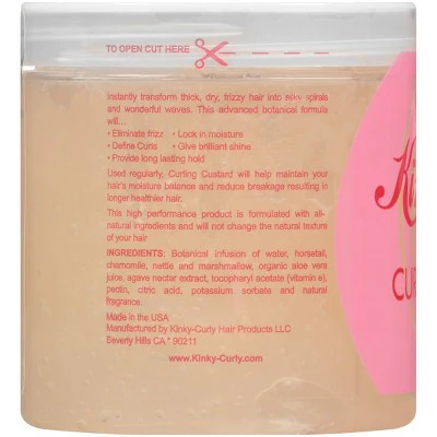Kinky-Curly Original Curling Custard Natural Hair Styling Gel 8oz - Imperfect Container - Image 2