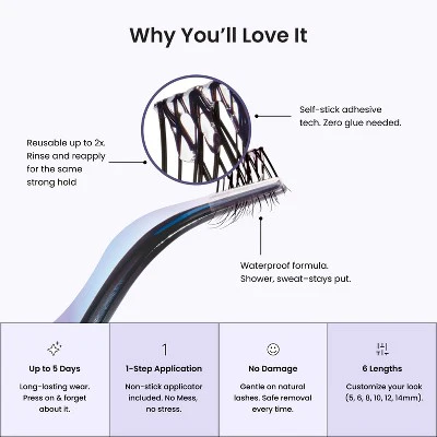 KISS Products imPRESS Long Lasting Press-On Self Adhesive False Eyelashes Demi Edgy 24ct - New - Image 7